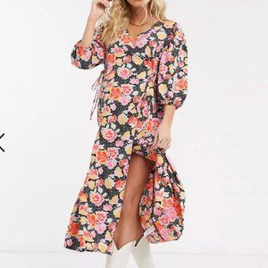 Topshop Floral Maternity Wrap Style Midi Dress